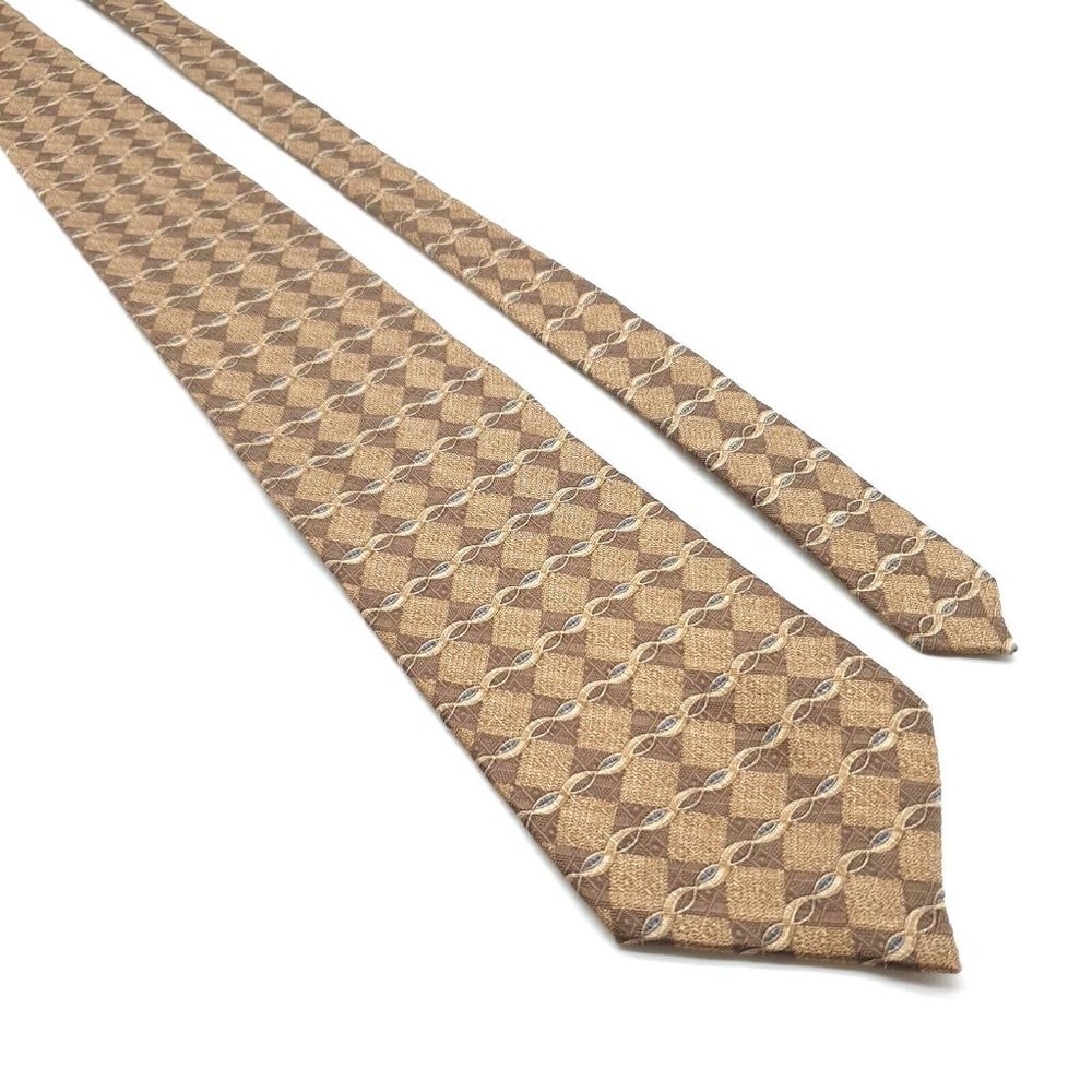 Claiborne 100% Silk Men's Ties For Dress Casual USA Made Suit Tan Gold